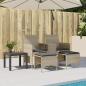 Preview: Gartensofa 2-Sitzer mit Tisch und Hockern Hellgrau Poly Rattan