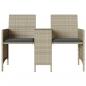 Preview: Gartensofa 2-Sitzer mit Tisch und Hockern Hellgrau Poly Rattan
