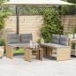 Preview: 4-tlg. Garten-Sofagarnitur mit Kissen Beige Poly Rattan