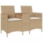 Preview: Gartensofa 2-Sitzer mit Tisch und Kissen Beige Poly Rattan