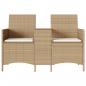 Preview: Gartensofa 2-Sitzer mit Tisch und Kissen Beige Poly Rattan