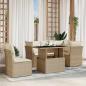 Preview: ARDEBO.de - 6-tlg. Garten-Sofagarnitur mit Kissen Beige Poly Rattan