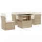 Preview: 6-tlg. Garten-Sofagarnitur mit Kissen Beige Poly Rattan