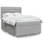 Preview: ARDEBO.de - Boxspringbett mit Matratze Hellgrau 140x200 cm Stoff