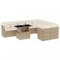 Preview: 10-tlg. Garten-Sofagarnitur mit Kissen Beige Poly Rattan