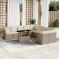 Preview: ARDEBO.de - 11-tlg. Garten-Sofagarnitur mit Kissen Beige Poly Rattan