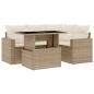 Preview: 5-tlg. Garten-Sofagarnitur mit Kissen Beige Poly Rattan