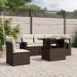 Preview: ARDEBO.de - 6-tlg. Garten-Sofagarnitur mit Kissen Braun Poly Rattan