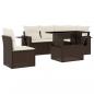 Preview: 6-tlg. Garten-Sofagarnitur mit Kissen Braun Poly Rattan