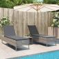 Preview: ARDEBO.de - 3-tlg. Sonnenliegen-Set mit Auflage Grau Poly Rattan