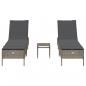 Preview: 3-tlg. Sonnenliegen-Set mit Auflage Grau Poly Rattan