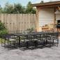 Preview: ARDEBO.de - 13-tlg. Garten-Essgruppe mit Kissen Schwarz Poly Rattan