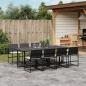 Preview: ARDEBO.de - 9-tlg. Garten-Essgruppe mit Kissen Schwarz Poly Rattan