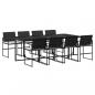 Preview: 9-tlg. Garten-Essgruppe mit Kissen Schwarz Poly Rattan