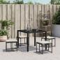 Preview: Gartenhocker mit Kissen 4 Stk. Schwarz Poly Rattan
