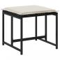 Preview: Gartenhocker mit Kissen 4 Stk. Schwarz Poly Rattan