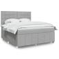 Preview: ARDEBO.de - Boxspringbett mit Matratze Hellgrau 180x200 cm Stoff