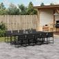 Preview: ARDEBO.de - 11-tlg. Garten-Essgruppe mit Kissen Schwarz Textilene