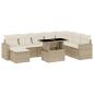 Preview: 9-tlg. Garten-Sofagarnitur mit Kissen Beige Poly Rattan