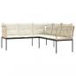 Preview: Gartensofa in L-Form mit Kissen Schwarz Stahl und Textilene