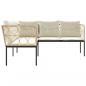 Preview: Gartensofa in L-Form mit Kissen Schwarz Stahl und Textilene