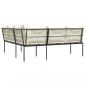 Preview: Gartensofa in L-Form mit Kissen Schwarz Stahl und Textilene