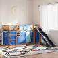 Preview: Etagenbett mit Rutsche und Gardinen Blau 90x200 cm