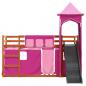 Preview: Etagenbett mit Rutsche und Gardinen Rosa 90x200 cm