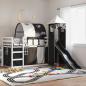 Preview: Etagenbett mit Rutsche und Gardinen Weiß und Schwarz 90x190 cm