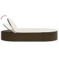 Preview: Doppel-Sonnenliege mit Auflagen Braun Poly Rattan