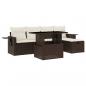 Preview: 6-tlg. Garten-Sofagarnitur mit Kissen Braun Poly Rattan