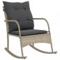 Preview: Garten-Schaukelstuhl mit Kissen Hellgrau Poly Rattan