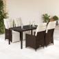 Preview: ARDEBO.de - 5-tlg. Garten-Bistro-Set mit Kissen Braun Poly Rattan