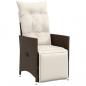 Preview: 5-tlg. Garten-Bistro-Set mit Kissen Braun Poly Rattan