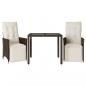 Preview: 3-tlg. Garten-Bistro-Set mit Kissen Braun Poly Rattan