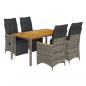 Preview: 5-tlg. Garten-Bistro-Set mit Kissen Grau Poly Rattan