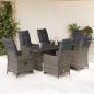 Preview: ARDEBO.de - 7-tlg. Garten-Bistro-Set mit Kissen Grau Poly Rattan