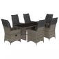 Preview: 7-tlg. Garten-Bistro-Set mit Kissen Grau Poly Rattan