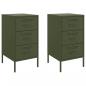 Preview: Nachttische 2 Stk. Olivgrün 36x39x68 cm Stahl