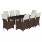 Preview: 9-tlg. Garten-Bistro-Set mit Kissen Braun Poly Rattan