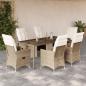 Preview: ARDEBO.de - 7-tlg. Garten-Bistro-Set mit Kissen Beige Poly Rattan