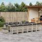 Preview: ARDEBO.de - 17-tlg. Garten-Essgruppe mit Kissen Hellgrau Poly Rattan