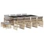 Preview: 13-tlg. Garten-Essgruppe mit Kissen Beige Poly Rattan