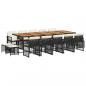 Preview: 15-tlg. Garten-Essgruppe mit Kissen Schwarz Poly Rattan