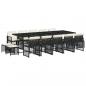 Preview: 15-tlg. Garten-Essgruppe mit Kissen Schwarz Poly Rattan