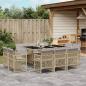 Preview: ARDEBO.de - 11-tlg. Garten-Essgruppe mit Kissen Beigemischung Poly Rattan