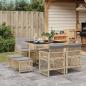 Preview: ARDEBO.de - 9-tlg. Garten-Essgruppe mit Kissen Beige Poly Rattan