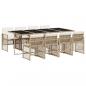 Preview: 9-tlg. Garten-Essgruppe mit Kissen Beige Poly Rattan