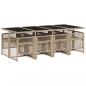 Preview: 9-tlg. Garten-Essgruppe mit Kissen Beige Poly Rattan