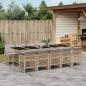 Preview: ARDEBO.de - 11-tlg. Garten-Essgruppe mit Kissen Beige Poly Rattan